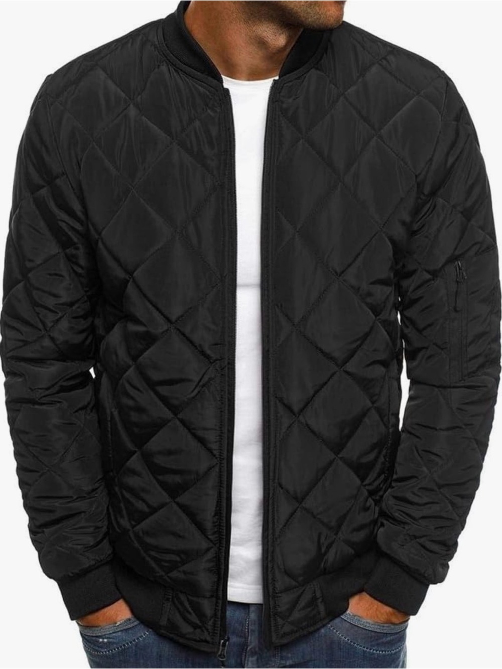 NWT Men's Quilted Bomber Jacket - Black SIZE XXL - Picture 1 of 8